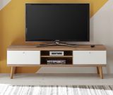 TV-Lowboard Helge in wei und Eiche Riviera TV-Unterteil skandinavisch 160 x 50 cm