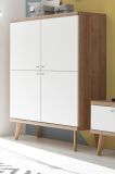 Highboard Helge in wei und Eiche Riviera Kommode skandinavisch 107 x 134 cm