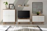 Highboard Helge in wei und Eiche Riviera Kommode skandinavisch 107 x 134 cm