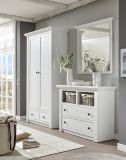 Garderobe Hooge in Pinie wei Landhaus Garderobenkombination 3-tlg. mit Schuh- / Garderobenschrank und Kommode