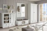 Garderobenpaneel Hooge in Pinie wei Landhaus Wandgarderobe mit Spiegel 105 x 140 cm