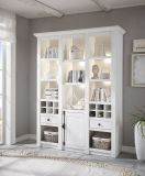 Regalschrank Hooge in Pinie wei Landhaus Vitrine mit Weinregal 147 x 207 cm