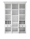 Regalschrank Hooge in Pinie wei Landhaus Vitrine mit Weinregal 147 x 207 cm