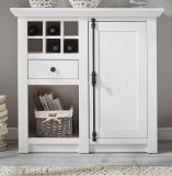 Kommode Hooge in Pinie wei Landhaus Sideboard mit Weinregal 105 x 100 cm