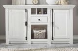 Sideboard Hooge in Pinie wei Landhaus Kommode mit Weinregal 152 x 83 cm