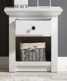 Nachttisch Hooge in Pinie wei Landhaus Nachtkommode in Komforthhe mit Schubkasten