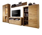 Wohnwand Hartford in Asteiche massiv gelt Schrankwand 4-teilig 350 x 201 cm