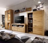 Wohnwand Hartford in Asteiche massiv gelt Schrankwand 4-teilig 350 x 201 cm