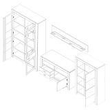 Wohnwand Hartford in Asteiche massiv gelt Schrankwand 4-teilig 350 x 201 cm