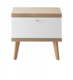 Nachttisch Helge in wei und Eiche Riviera Nachtkommode skandinavisch 54 x 50 cm