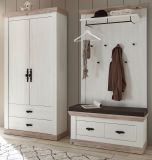 Garderobenschrank Rovola in Pinie wei / Oslo Pinie Landhaus Garderobe oder groer Schuhschrank 107 x 201 cm