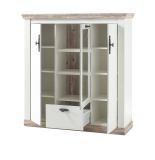 Highboard Rovola in Pinie wei / Oslo Pinie Landhaus Kommode 140 x 146 cm Anrichte