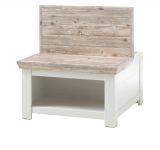 Couchtisch Rovola in Pinie wei / Oslo Pinie Landhaus Beistelltisch mit Truhe und Ablage 86 x 86 cm quadratisch