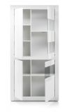 Vitrine Nobile in Hochglanz wei und Stone Design grau Vitrinenschrank 100 x 198 cm