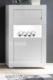 Vitrine Nobile in Hochglanz wei und Stone Design grau Highboard 66 x 112 cm