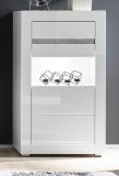 Vitrine Nobile in Hochglanz wei und Stone Design grau Highboard 66 x 112 cm