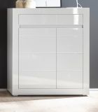 Kommode Nobile in Hochglanz wei und Stone Design grau Sideboard 100 x 112 cm