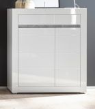 Kommode Nobile in Hochglanz wei und Stone Design grau Sideboard 100 x 112 cm
