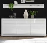 Wandboard Nobile in wei Hochglanz Wandregal 217 x 22 cm