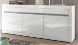 Sideboard Nobile in Hochglanz wei und Stone Design grau Kommode 217 x 90 cm