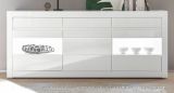 Sideboard Nobile in Hochglanz wei und Stone Design grau Kommode 217 x 90 cm