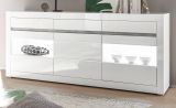 Sideboard Nobile in Hochglanz wei und Stone Design grau Kommode 217 x 90 cm