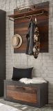 Garderobe Sitzbank Ward in Old Used Wood Shabby Design mit Matera grau Garderobenbank und Schuhschrank 80 x 44 cm