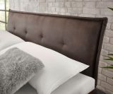 Bett Ward in Old Used Wood Shabby Design mit Matera grau Kopfteil gepolstert Einzelbett Liegeflche 140 x 200 cm