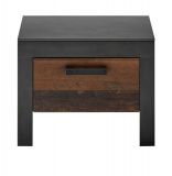 Nachttisch Ward in Old Used Wood Shabby Design mit Matera grau Nachtkommode mit Schubkasten 55 x 45 cm