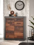 Kommode Ward in Old Used Wood Shabby Design mit Matera grau Sideboard 92 x 104 cm