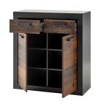 Kommode Ward in Old Used Wood Shabby Design mit Matera grau Sideboard 92 x 104 cm