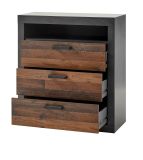 Kommode Ward in Old Used Wood Shabby Design mit Matera grau Sideboard 92 x 104 cm