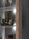 Vitrine Ward in Old Used Wood Shabby Design mit Matera grau Vitrinenschrank 97 x 201 cm