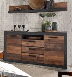 Wandboard Ward in Old Used Wood Shabby Design mit Matera grau Wandregal 153 x 23 cm