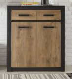 Kommode Beveren in Kastanie und Fresco grau Sideboard 92 x 105 cm