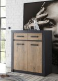 Kommode Beveren in Kastanie und Fresco grau Sideboard 92 x 105 cm