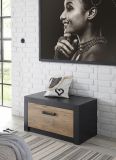 Garderobe Sitzbank Beveren in Kastanie und Fresco grau Garderobenbank und Schuhschrank 80 x 43 cm