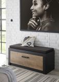 Garderobe Sitzbank Beveren in Kastanie und Fresco grau Garderobenbank und Schuhschrank 107 x 43 cm