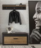 Garderobe Sitzbank Beveren in Kastanie und Fresco grau Garderobenbank und Schuhschrank 107 x 43 cm