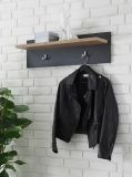 Garderobenpaneel Beveren in Kastanie und Fresco grau Flur Wandgarderobe 80 x 23 cm