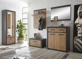 Garderobenpaneel Beveren in Kastanie und Fresco grau Flur Wandgarderobe 80 x 107 cm