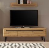 TV-Lowboard Ronson in Artisan Eiche und schwarz TV-Unterteil skandinavisch 160 x 50 cm