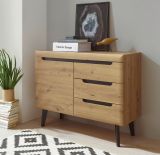 Kommode Ronson in Artisan Eiche und schwarz Sideboard skandinavisch 107 x 83 cm