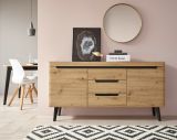 Sideboard Ronson in Artisan Eiche und schwarz Kommode skandinavisch 160 x 83 cm