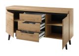 Sideboard Ronson in Artisan Eiche und schwarz Kommode skandinavisch 160 x 83 cm