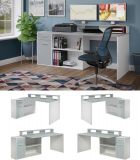 Schreibtisch Gamer in lichtgrau und wei Eckschreibtisch mit Schubkasten 160 - 200 x 92 cm Gamingtisch