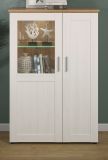 Vitrine Shade in Andersen Pinie wei und Artisan Eiche Landhaus Vitrinenschrank 95 x 140 cm