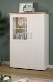 Vitrine Shade in Andersen Pinie wei und Artisan Eiche Landhaus Vitrinenschrank 95 x 140 cm