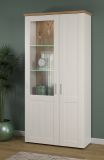 Vitrine Shade in Andersen Pinie wei und Artisan Eiche Landhaus Vitrinenschrank 95 x 194 cm
