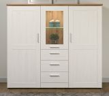 Highboard Shade in Andersen Pinie wei und Artisan Eiche Landhaus Anrichte 159 x 140 cm